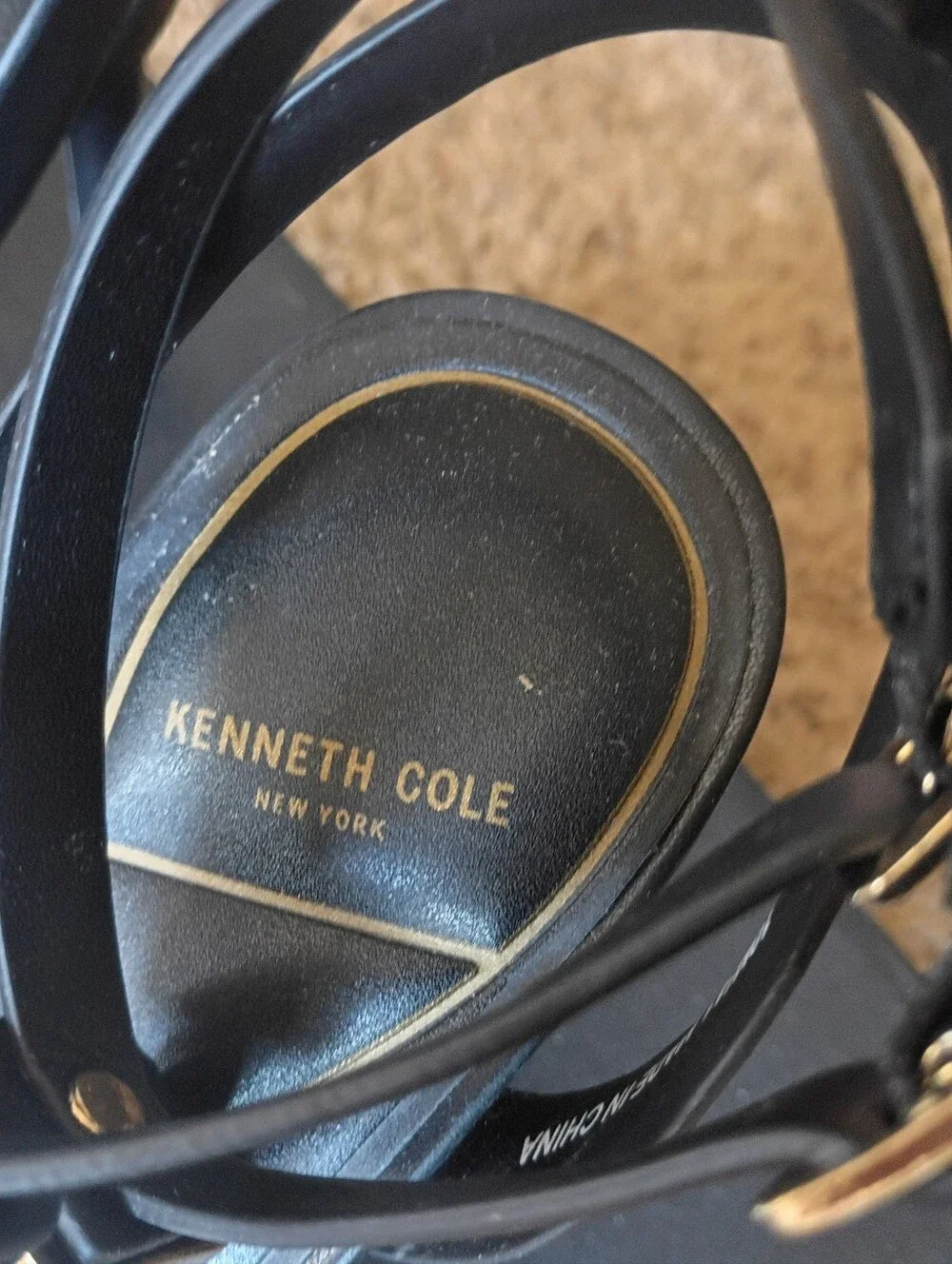 Kenneth Cole Black Jeweled Strappy Ankle Sandals